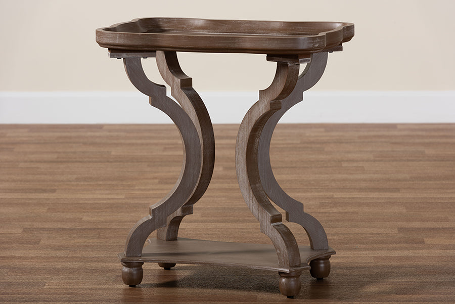 Baxton Studio Yannick French Country Antique Brown Wood End Table