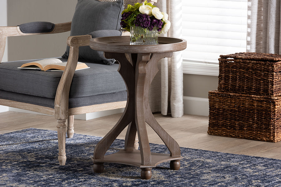 Baxton Studio Westlyn French Country Antique Brown Wood End Table