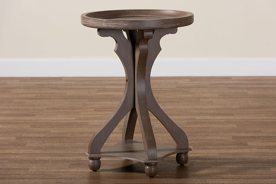 Baxton Studio Westlyn French Country Antique Brown Wood End Table