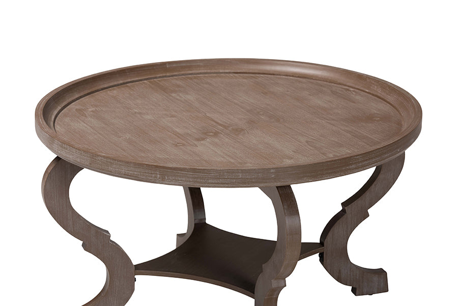 Baxton Studio Madrona French Country Antique Brown Wood Coffee Table