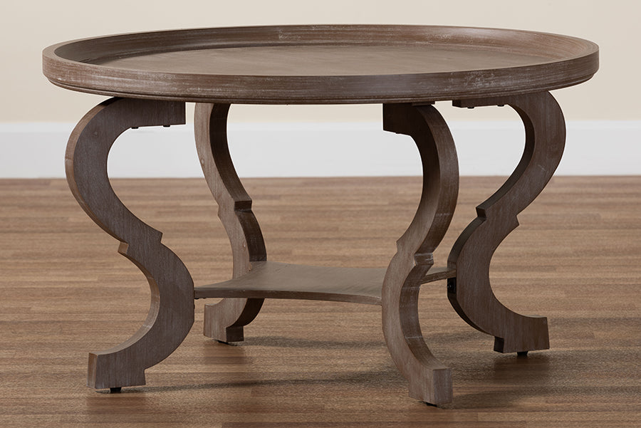 Baxton Studio Madrona French Country Antique Brown Wood Coffee Table