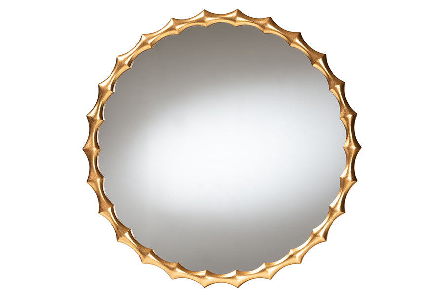 Baxton Studio Everette Antique Goldleaf Bamboo-Border Accent Wall Mirror