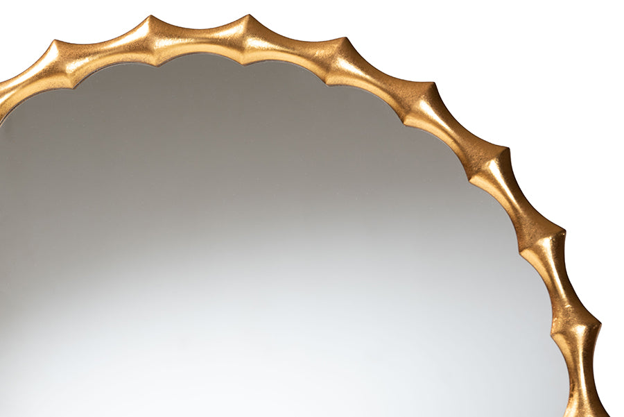 Baxton Studio Everette Antique Goldleaf Bamboo-Border Accent Wall Mirror