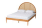 Baxton Studio Wrenley Japandi Oak Brown Wood Queen Bed with Antique Rattan