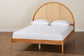 Baxton Studio Wrenley Japandi Oak Brown Wood Queen Bed with Antique Rattan
