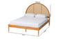 Baxton Studio Wrenley Japandi Oak Brown Wood Queen Bed with Antique Rattan