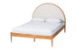 Baxton Studio Dawson Japandi Cream Teddy Fabric and Oak Brown Wood Queen Bed
