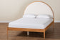 Baxton Studio Dawson Japandi Cream Teddy Fabric and Oak Brown Wood Queen Bed