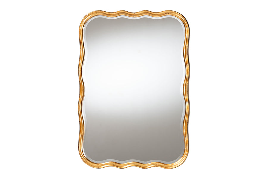 Baxton Studio Fredrika Antique Goldleaf Scalloped Wood Accent Wall Mirror