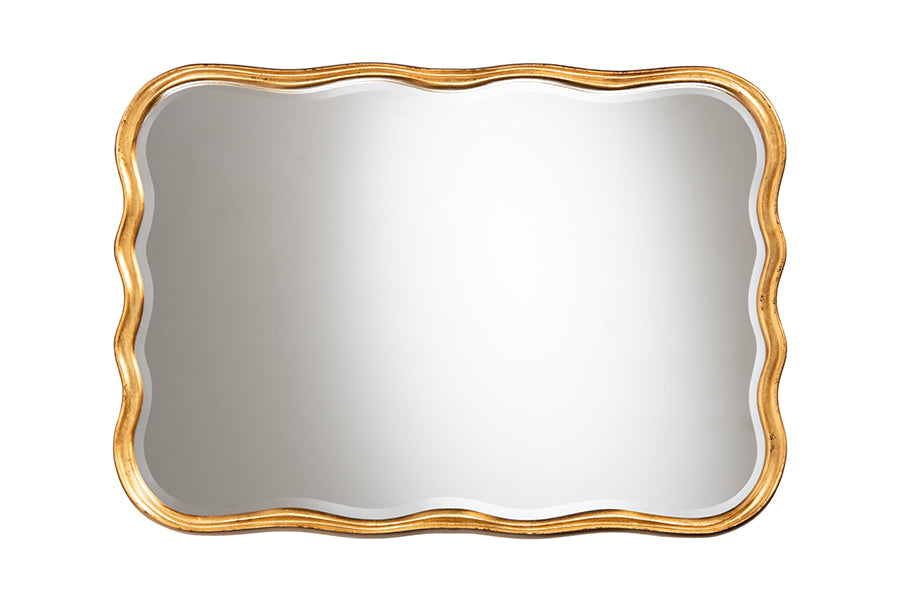 Baxton Studio Fredrika Antique Goldleaf Scalloped Wood Accent Wall Mirror