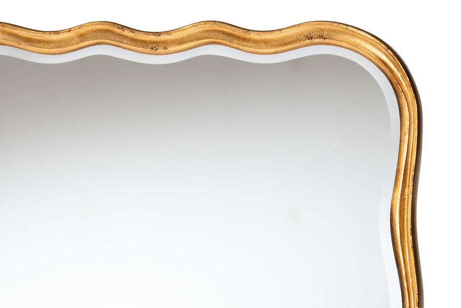 Baxton Studio Fredrika Antique Goldleaf Scalloped Wood Accent Wall Mirror