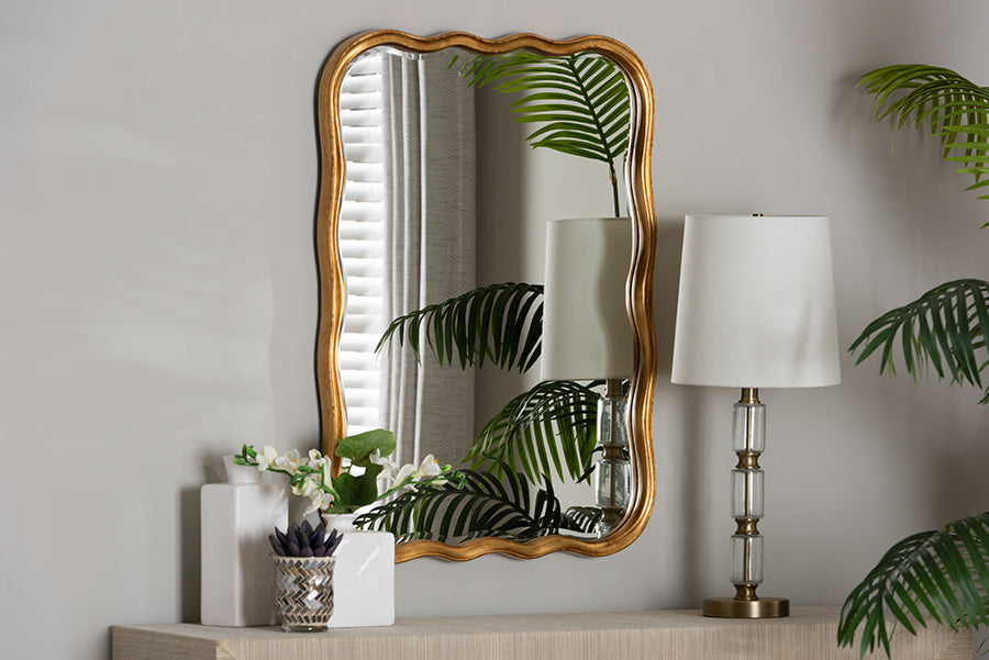 Baxton Studio Fredrika Antique Goldleaf Scalloped Wood Accent Wall Mirror