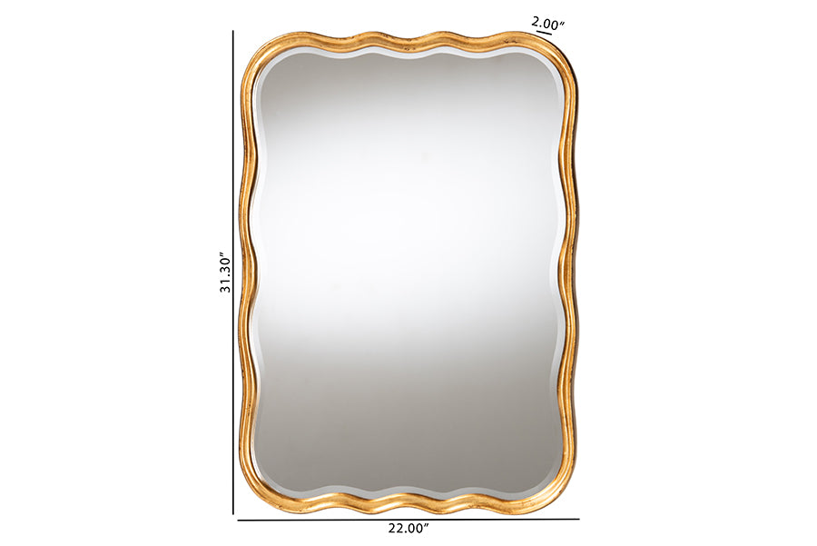 Baxton Studio Fredrika Antique Goldleaf Scalloped Wood Accent Wall Mirror