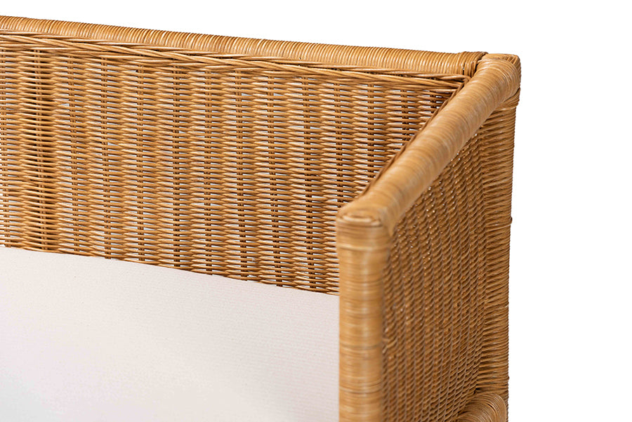 bali & pari Seranay Bohemian Scallop Light Honey Rattan Accent Bench