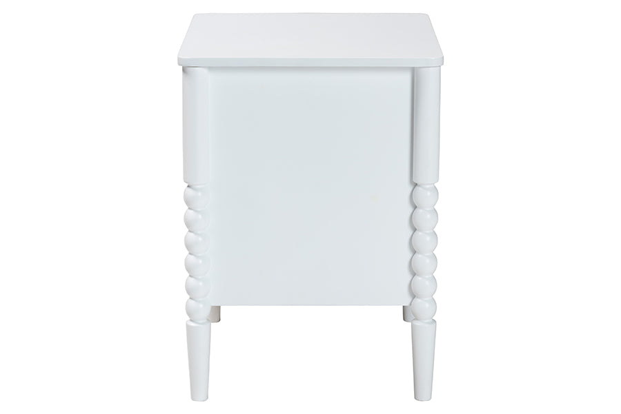 Baxton Studio Lucera Mid-Century White 2-Drawer Bobbin Nightstand