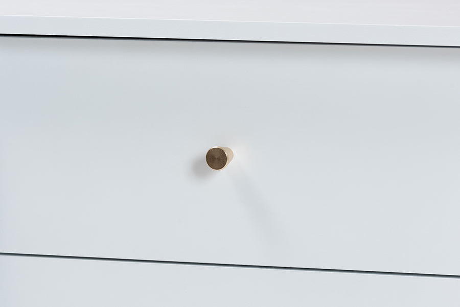 Baxton Studio Lucera Mid-Century White 2-Drawer Bobbin Nightstand