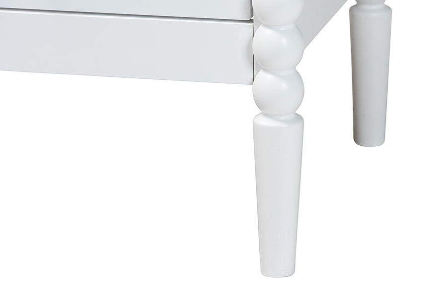 Baxton Studio Lucera Mid-Century White 2-Drawer Bobbin Nightstand