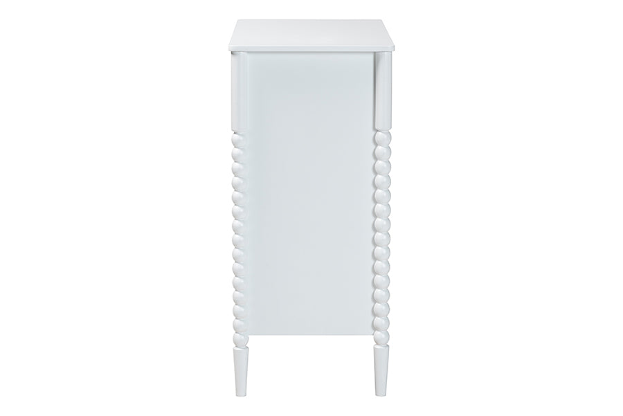 Baxton Studio Lucera Mid-Century White Bobbin Wood 4-Drawer Chest