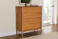 Baxton Studio Lucera Mid-Century Oak Brown Bobbin Wood 4-Drawer Chest