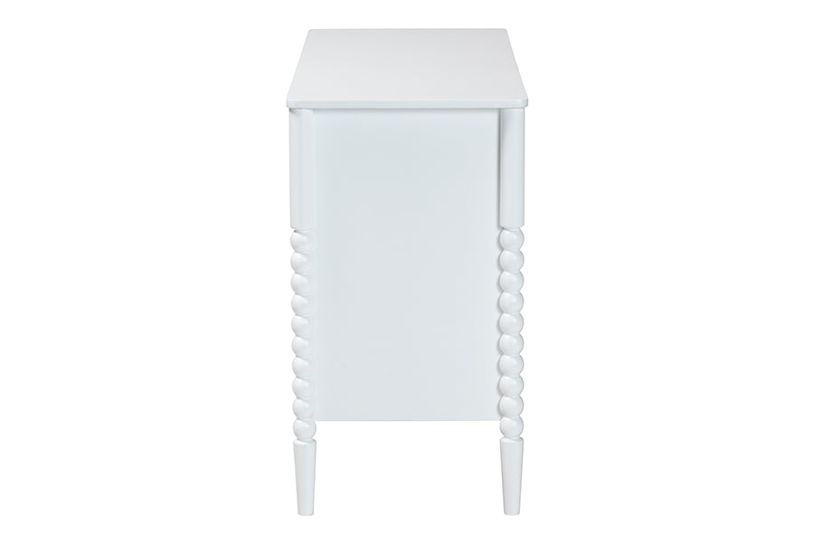Baxton Studio Lucera Mid-Century White Bobbin Wood 6-Drawer Dresser