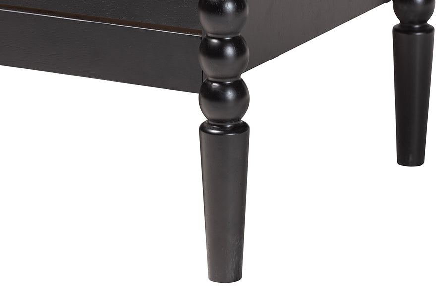 Baxton Studio Lucera Mid-Century Black Bobbin Wood 6-Drawer Dresser