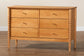 Baxton Studio Lucera Mid-Century Oak Brown Bobbin Wood 6-Drawer Dresser