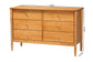 Baxton Studio Lucera Mid-Century Oak Brown Bobbin Wood 6-Drawer Dresser