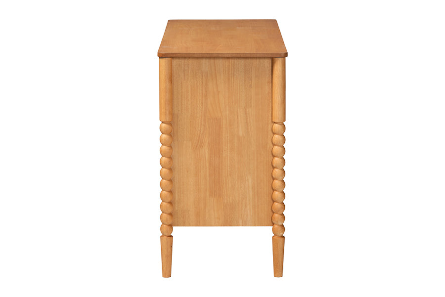 Baxton Studio Lucera Mid-Century Oak Brown Bobbin Wood 6-Drawer Dresser