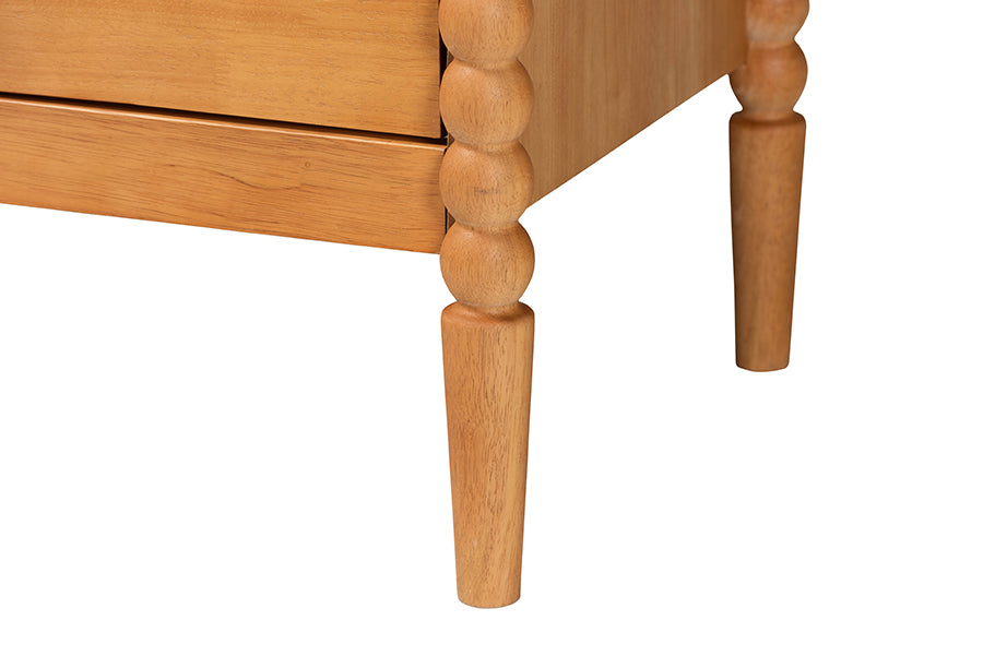 Baxton Studio Lucera Mid-Century Oak Brown Bobbin Wood 6-Drawer Dresser