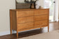 Baxton Studio Lucera Mid-Century Oak Brown Bobbin Wood 6-Drawer Dresser