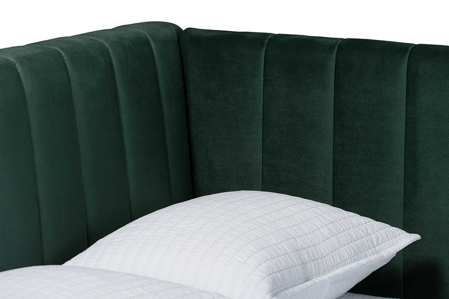 Baxton Studio Oksana Glam and Luxe Emerald Green Velvet and Gold Metal Full Daybed