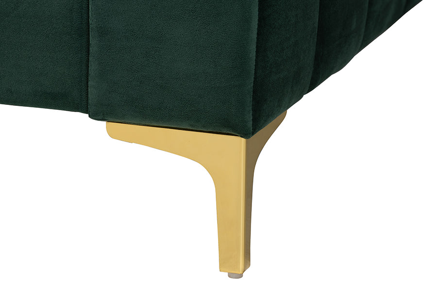 Baxton Studio Oksana Glam and Luxe Emerald Green Velvet and Gold Metal Full Daybed