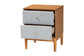 Baxton Studio Taylin Mid-Century Grey Corduroy and Oak Brown Wood 2-Drawer Nightstand