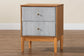 Baxton Studio Taylin Mid-Century Grey Corduroy and Oak Brown Wood 2-Drawer Nightstand