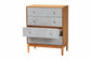 Baxton Studio Taylin Mid-Century Grey Corduroy and Oak Brown Wood 4-Drawer Chest