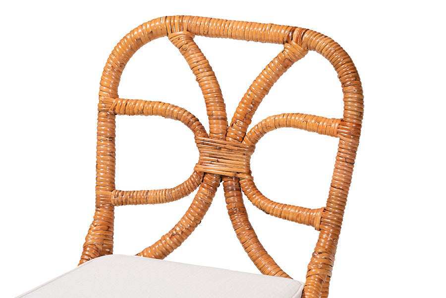 Bali & Pari Wilmer 5-Piece Rattan Dining Set – Round Wicker Table with Pedestal Base & 4 Side Chairs, Light Honey Coastal Style FredCo