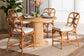 Bali & Pari Wilmer 5-Piece Rattan Dining Set – Round Wicker Table with Pedestal Base & 4 Side Chairs, Light Honey Coastal Style FredCo