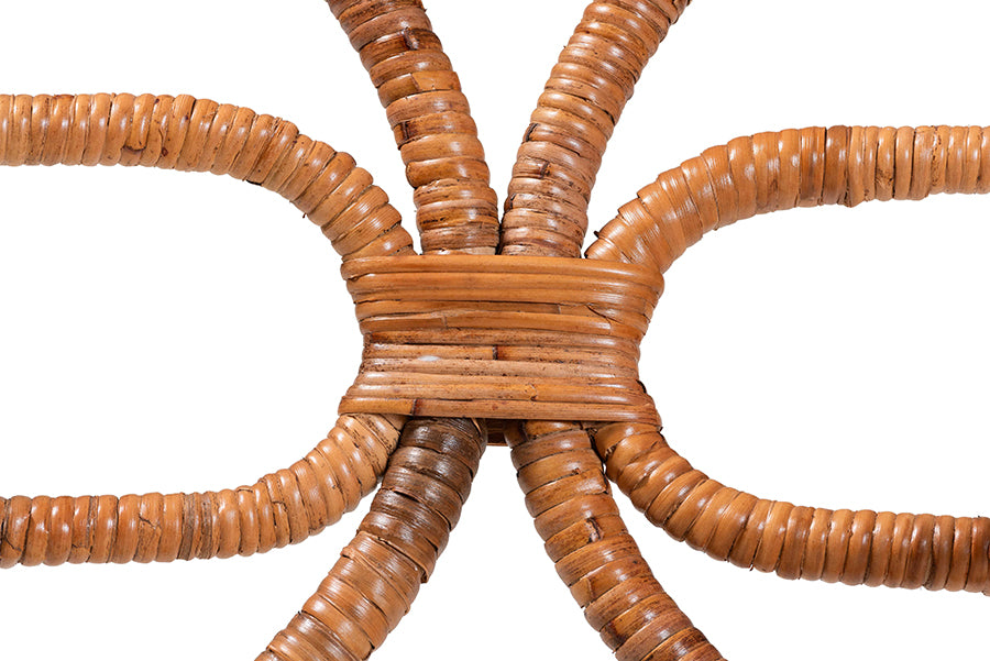 Bali & Pari Wade 5-Piece Rattan Dining Set – Round Wicker Table with Pedestal Base & 4 Armchairs, Light Honey Coastal Style FredCo