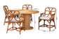 Bali & Pari Wade 5-Piece Rattan Dining Set – Round Wicker Table with Pedestal Base & 4 Armchairs, Light Honey Coastal Style FredCo