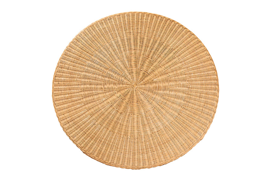 bali & pari Wallis 5-Piece Natural Rattan Dining Set with Round Pedestal Table and 4 Chairs, Handwoven Wicker Dining Furniture with Cushioned Seats, Boho Coastal Kitchen or Dining Room Set