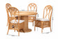 bali & pari Wallis 5-Piece Natural Rattan Dining Set with Round Pedestal Table and 4 Chairs, Handwoven Wicker Dining Furniture with Cushioned Seats, Boho Coastal Kitchen or Dining Room Set