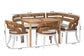 bali & pari Ubud Seagrass Dining Nook Set with Wood Table, Cushioned L-Shaped Bench and Chairs - Coastal Farmhouse Breakfast Corner Furniture Set for Kitchen or Dining Room, 5-Piece
