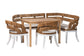 bali & pari Ubud Seagrass Dining Nook Set with Wood Table, Cushioned L-Shaped Bench and Chairs - Coastal Farmhouse Breakfast Corner Furniture Set for Kitchen or Dining Room, 5-Piece