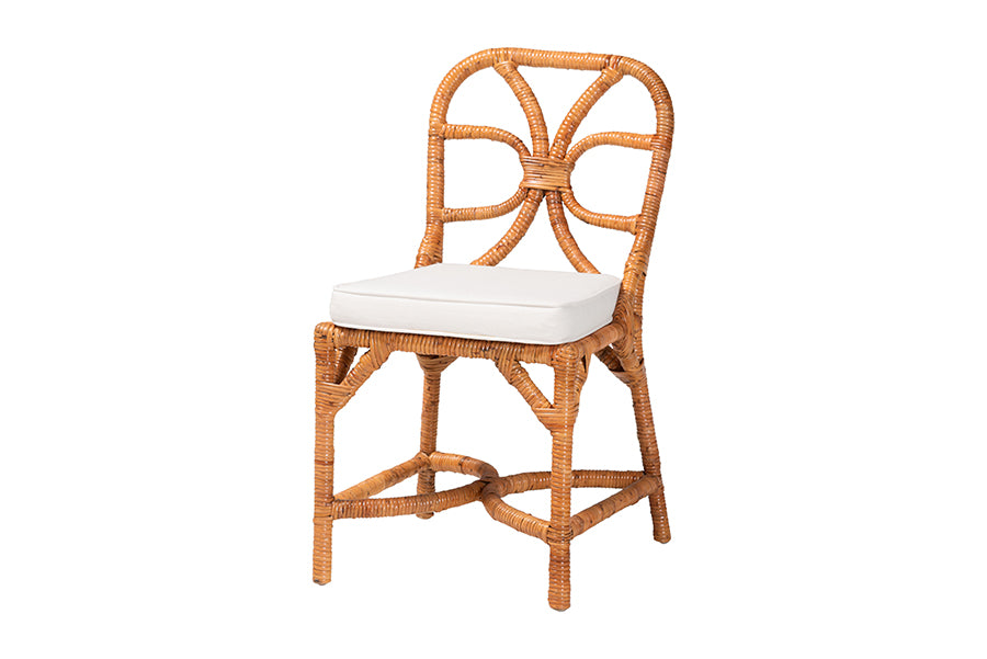 Bali & Pari Trenton 5-Piece Rattan Dining Set – Round Wicker Table with Scallop Edge & 4 Side Chairs, Light Honey Coastal Style FredCo