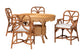 Bali & Pari Trevor 5-Piece Rattan Dining Set – Round Wicker Table with Scallop Edge & 4 Armchairs, Light Honey Coastal Style FredCo