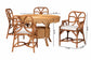 Bali & Pari Trevor 5-Piece Rattan Dining Set – Round Wicker Table with Scallop Edge & 4 Armchairs, Light Honey Coastal Style FredCo