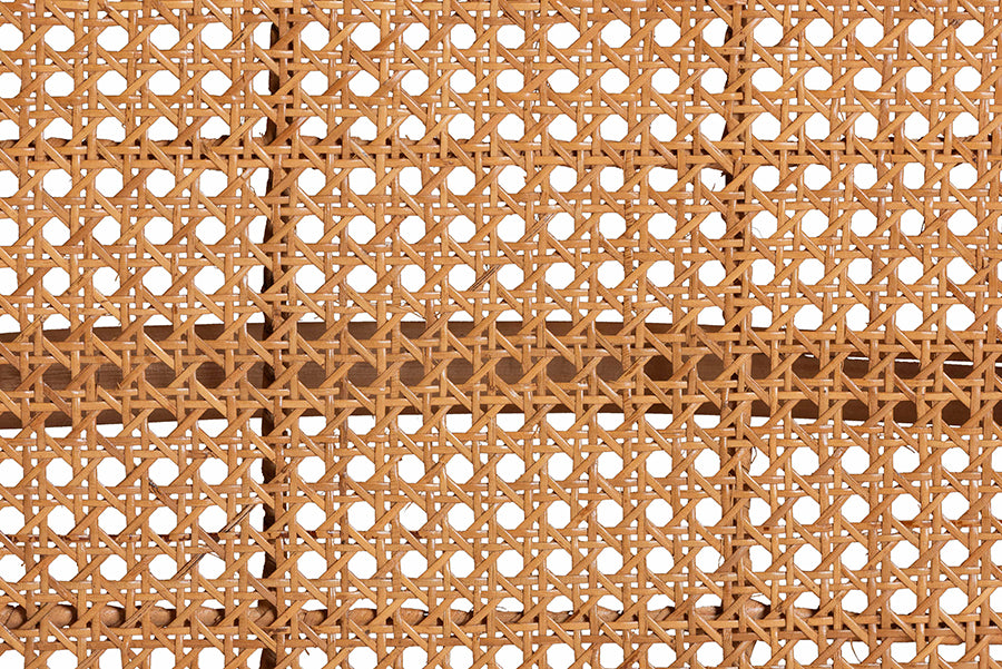 bali & pari Travis 5-Piece Natural Rattan Dining Set - Handwoven Wicker Set with Round Scalloped Edge Table and 4 Curved Back Chairs, Coastal Boho Dining Room Furniture with Cushioned Seating