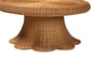 bali & pari Avalon Natural Rattan Round Coffee Table with Scalloped Pedestal Base – Coastal Boho Wicker Accent Table for Living Room or Sunroom