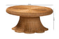 bali & pari Avalon Natural Rattan Round Coffee Table with Scalloped Pedestal Base – Coastal Boho Wicker Accent Table for Living Room or Sunroom