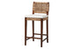 bali & pari Alise Handwoven Seagrass Bar Stool with Mahogany Wood Frame Cushion - Bar-Height Chair with Woven Back